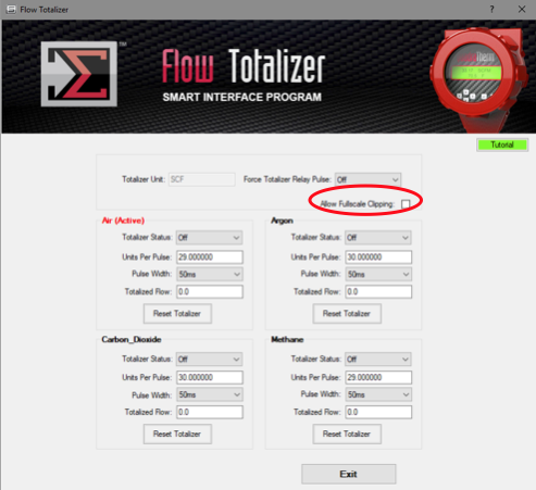 flow totalizer fullscale clipping