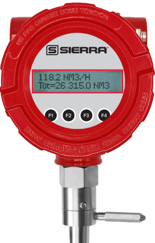 PowerMass TM500 thermal mass flow meter display and insertion probe