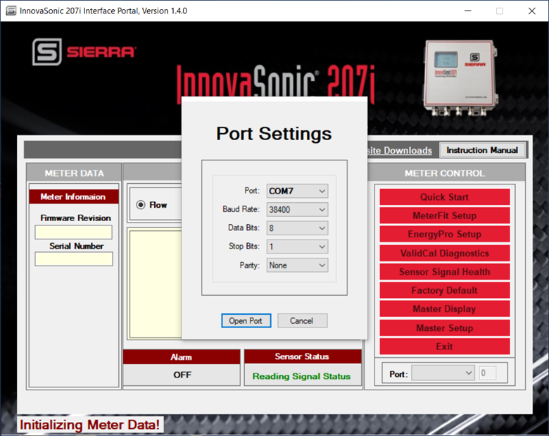 207i SIP Port Settings Screen