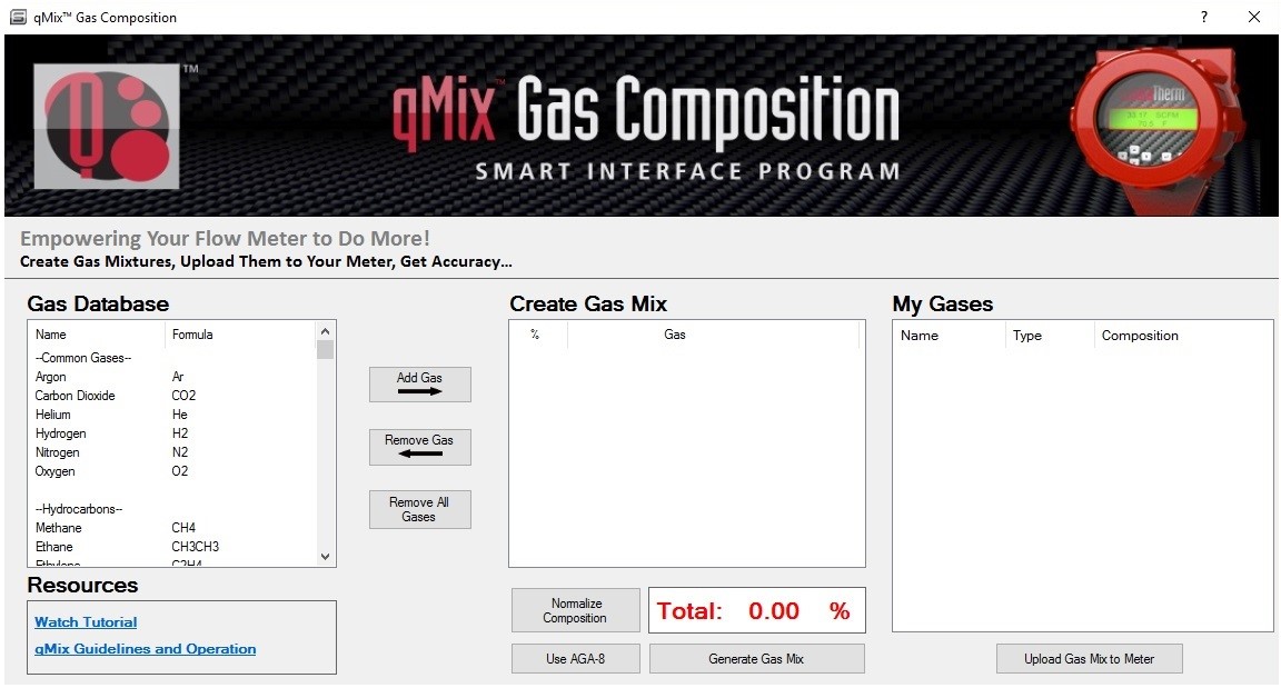 qMix gas mixing screen